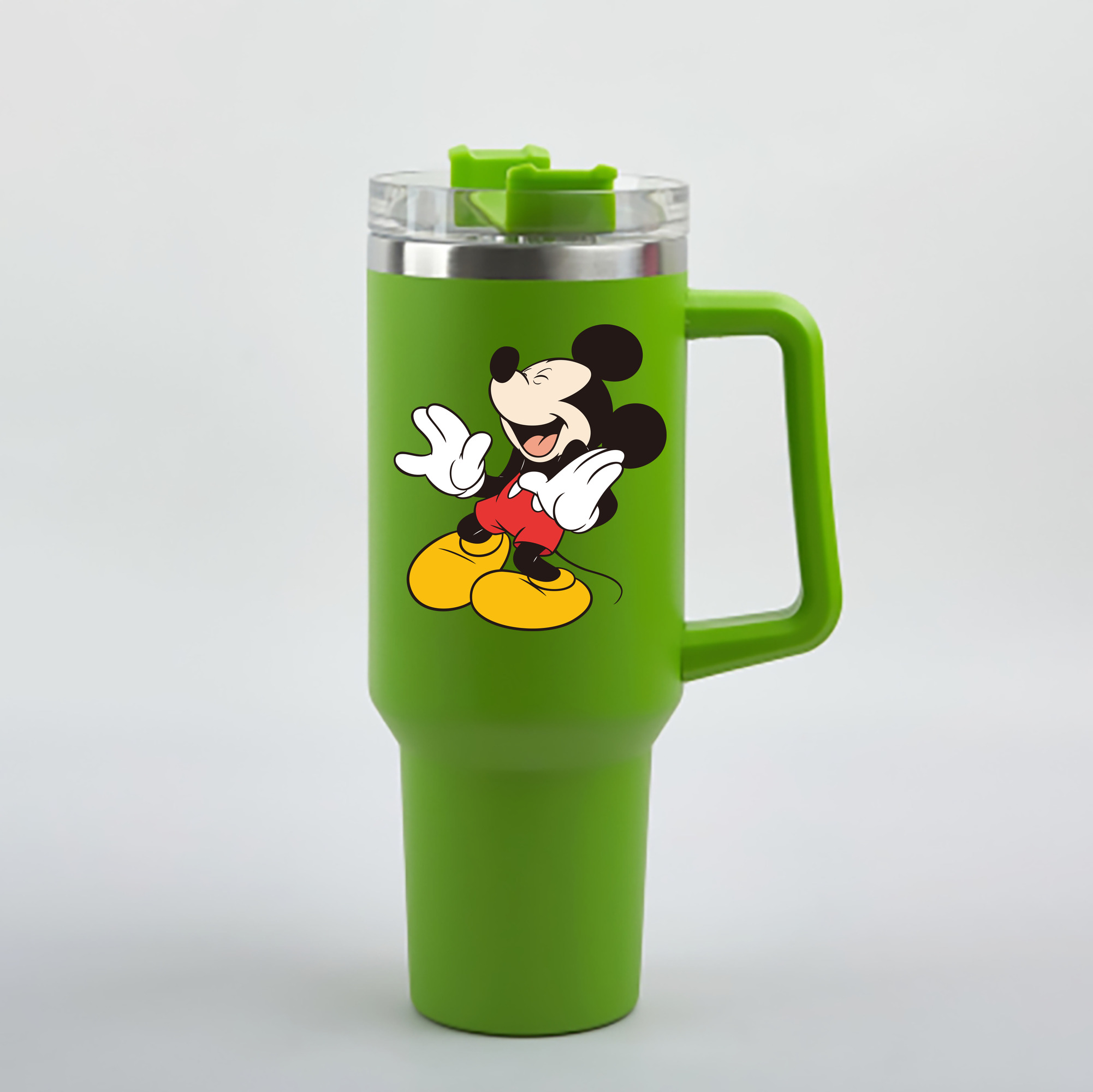 （画像用） ミッキーマウス Mickey Mouse 1200mL車用タンブラー - クリスタルステッカー（プラスチックストロー付き）